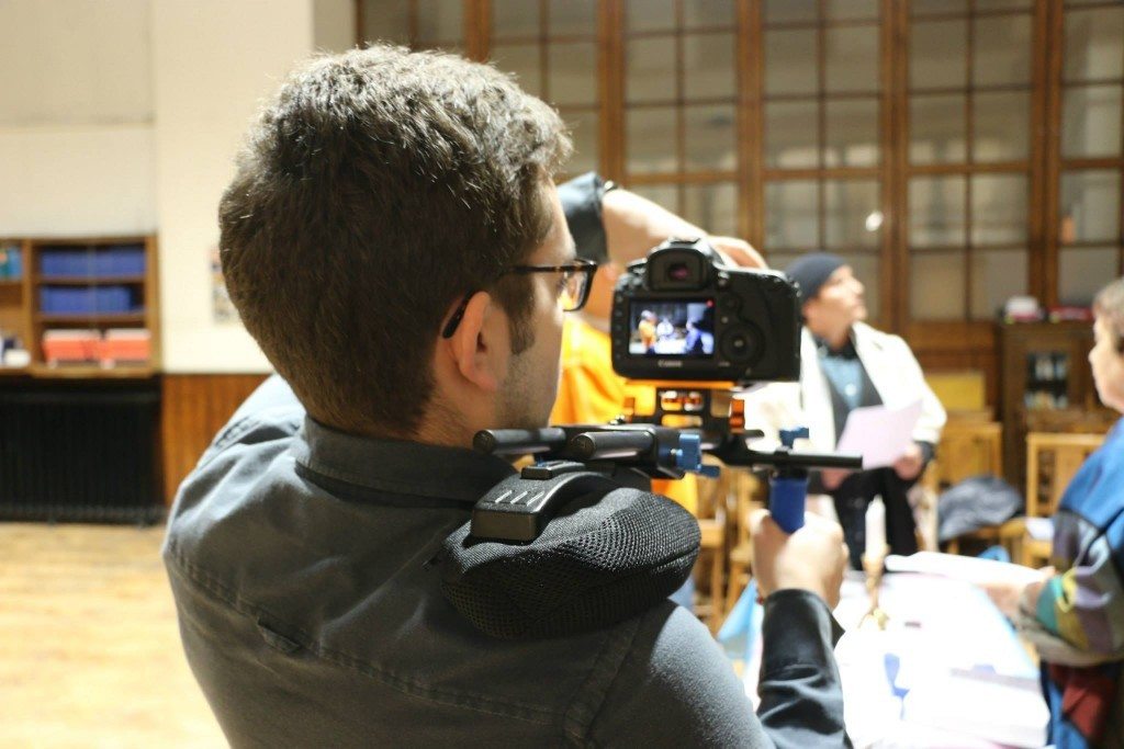 Students from University of Portsmouth on set filming a scene about Jewish transgender rituals